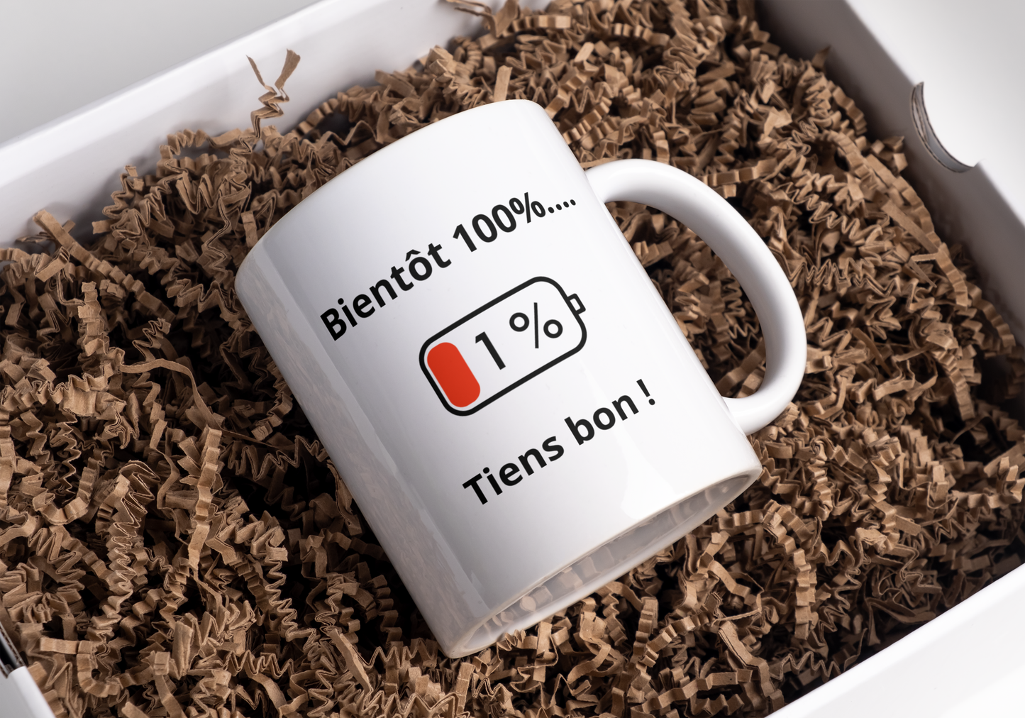 Mug humour "Bientôt 100%.....Tiens bon !"