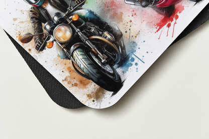🎨 Tapis de souris – Couple de Motards – Liberté & Couleurs Pop