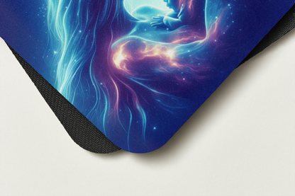 Tapis de souris - Couple avec bébé sur fond bleu